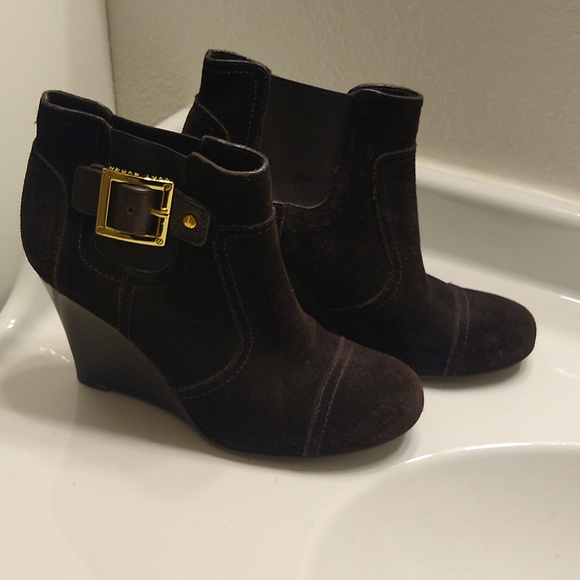 Tory Burch Adrienne Boots Brown Suede Ankle Booties Size 7 1/2 - Picture 2 of 8